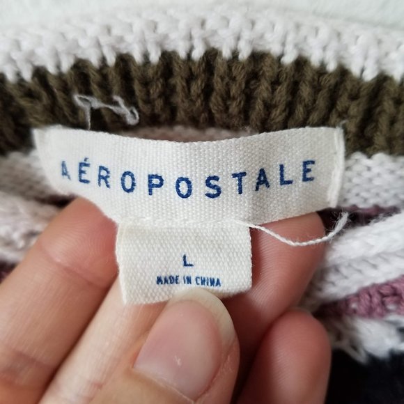 aeropostale knitted crop tank top striped size large. 100% cotton, so soft! - Picture 5 of 6